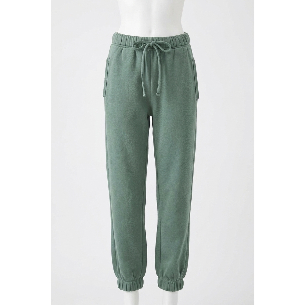NEW ZENANA cozy fleece jogger pants in ash jade